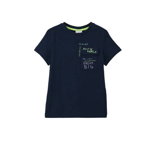 s.Oliver T-shirt met printopdruk donkerblauw Jongens Katoen Ronde hals - 104/110
