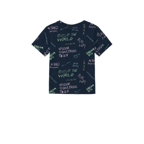 s.Oliver T-shirt met all over print donkerblauw Jongens Polyester Ronde hals 92 98