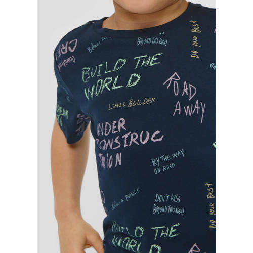 s.Oliver T-shirt met all over print donkerblauw Jongens Polyester Ronde hals 92 98
