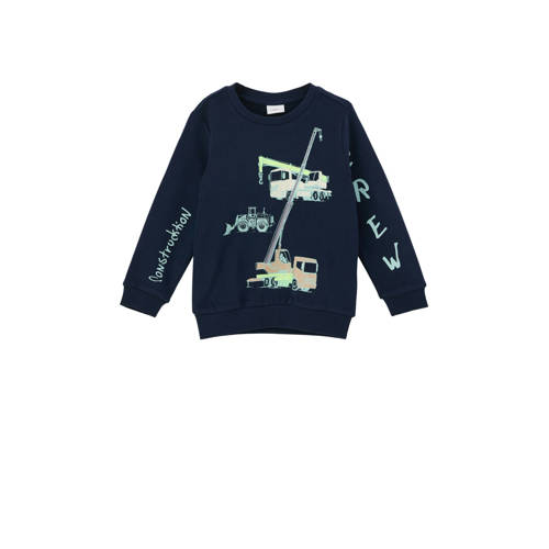 s.Oliver sweater met printopdruk donkerblauw Printopdruk - 104/110