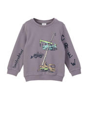thumbnail: Grijze jongens s.Oliver sweater met printopdruk, lange mouwen en ronde hals