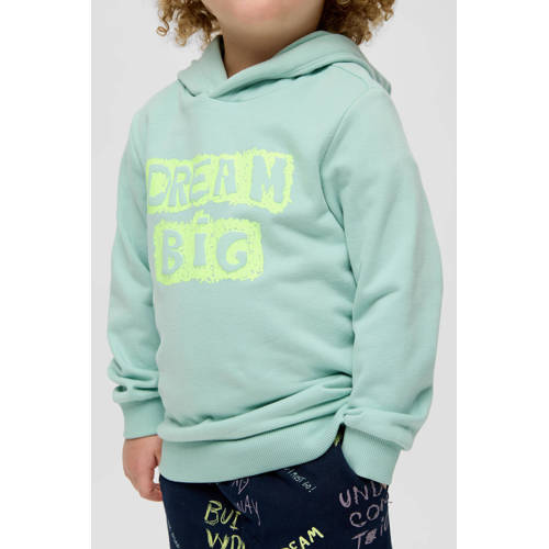 s.Oliver hoodie met tekst turquoise Sweater Blauw Tekst 92 98