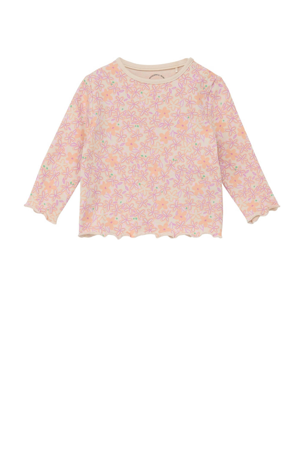 Beige, roze en groene meisjes s.Oliver baby gebloemde jersey longsleeve met lange mouwen en ronde hals