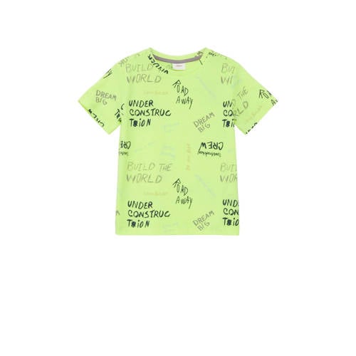 s.Oliver T-shirt met all over print limegroen Jongens Polyester Ronde hals