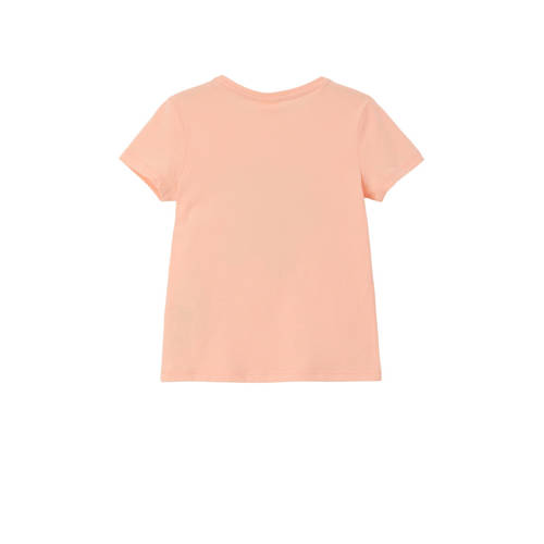s.Oliver T-shirt met printopdruk en pailletten licht oranje Meisjes Katoen Ronde hals 92 98