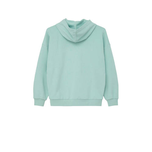 S.Oliver hoodie met tekst turquoise Sweater Blauw Tekst 140
