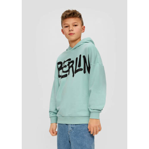 s.Oliver hoodie met tekst turquoise Sweater Blauw Tekst 140