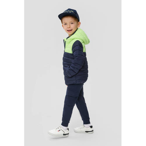 s.Oliver gewatteerde zomerjas donkerblauw lime groen Jongens Polyester Capuchon 92