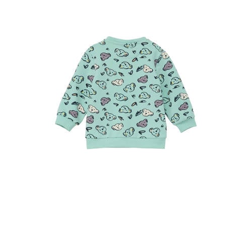 S.Oliver baby sweater met dierenprint turquoise Blauw Dierenprint 50 56