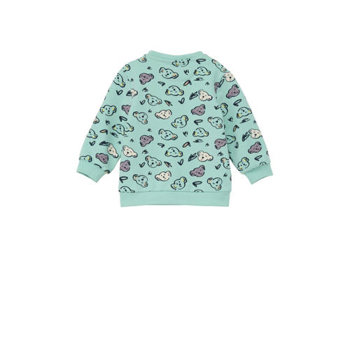 S.Oliver baby sweater met dierenprint turquoise Blauw Dierenprint 50