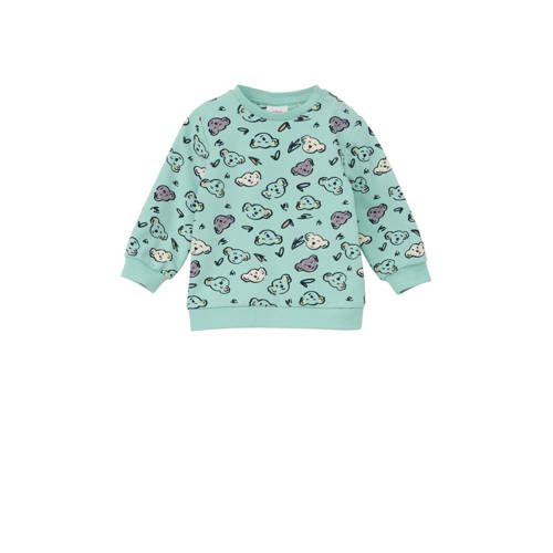 s.Oliver baby sweater met dierenprint turquoise Blauw Dierenprint