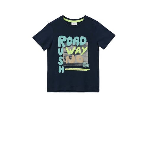 s.Oliver T-shirt met printopdruk donkerblauw Jongens Katoen Ronde hals