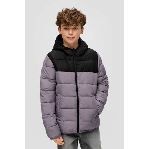 s.Oliver gewatteerde zomerjas grijs zwart Jongens Polyester Capuchon Effen 134 140