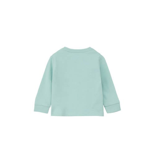 S.Oliver baby sweater met printopdruk turquoise Blauw Printopdruk 50