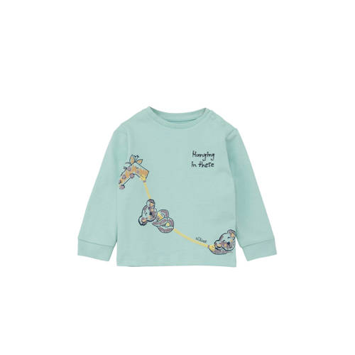 s.Oliver baby sweater met printopdruk turquoise Blauw Printopdruk
