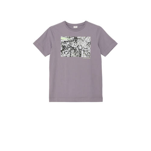 s.Oliver T-shirt met printopdruk grijs Jongens Katoen Ronde hals Printopdruk