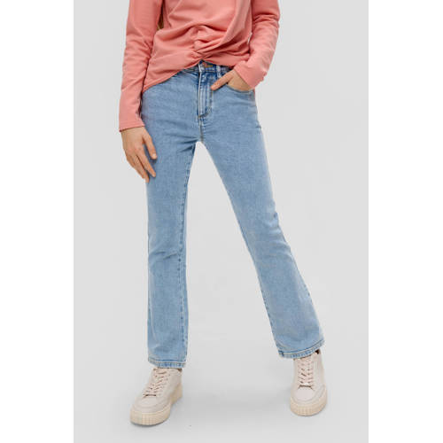 s.Oliver flared jeans light denim Blauw Meisjes Stretchdenim Effen 134