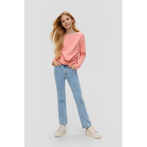 s.Oliver flared jeans light denim Blauw Meisjes Stretchdenim Effen 134