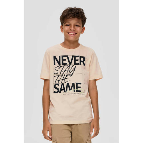 s.Oliver T-shirt met printopdruk beige Jongens Katoen Ronde hals Printopdruk 140