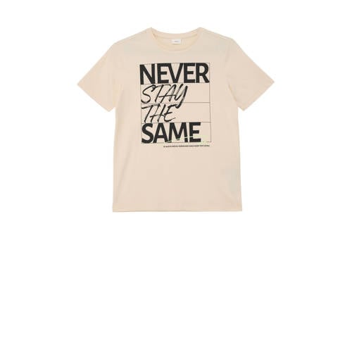 s.Oliver T-shirt met printopdruk beige Jongens Katoen Ronde hals Printopdruk