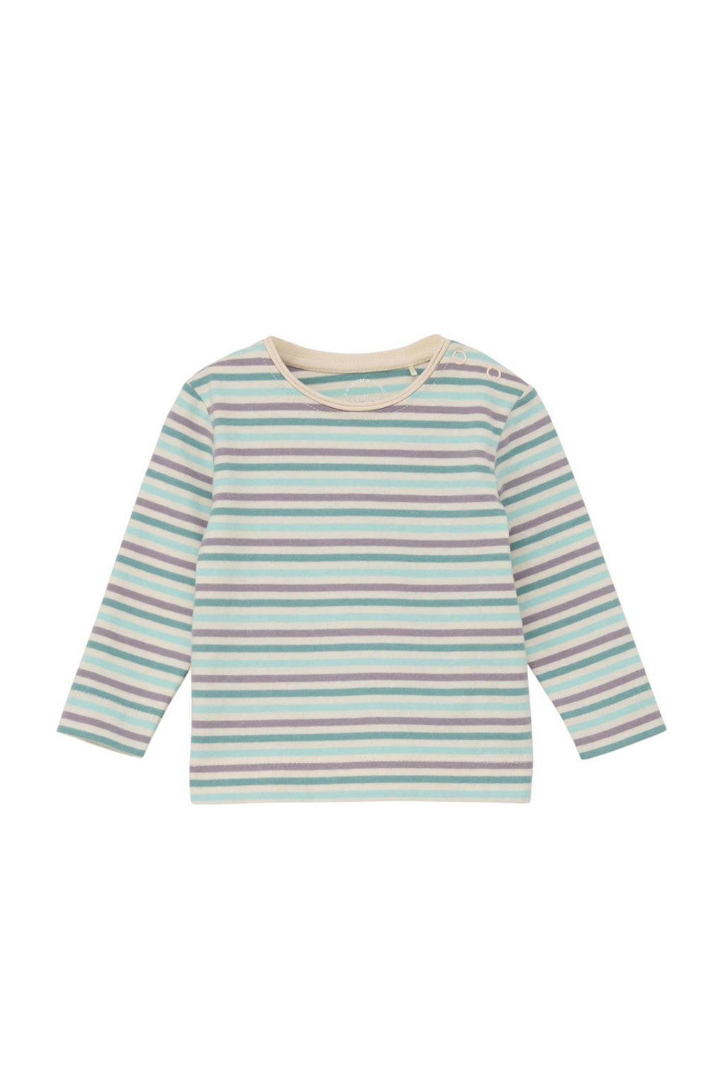 Blauw en paarse jongens s.Oliver baby gestreepte longsleeve van katoen met lange mouwen, ronde hals en drukknoopsluiting
