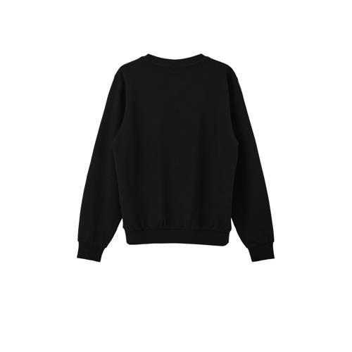 s.Oliver sweater met tekst zwart Trui Jongens Stretchkatoen Ronde hals 134 140