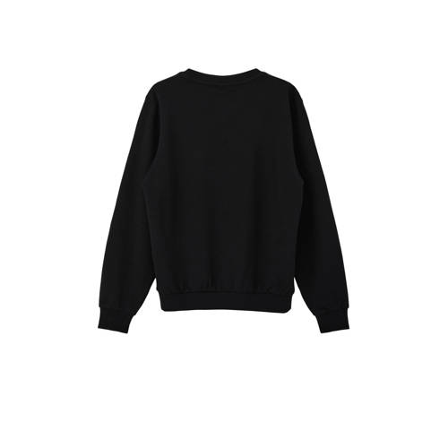 S.Oliver sweater met tekst zwart Trui Jongens Stretchkatoen Ronde hals 140