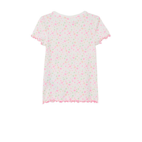 S.Oliver gebloemd T-shirt wit roze Multi Meisjes Stretchkatoen Ronde hals 104 110