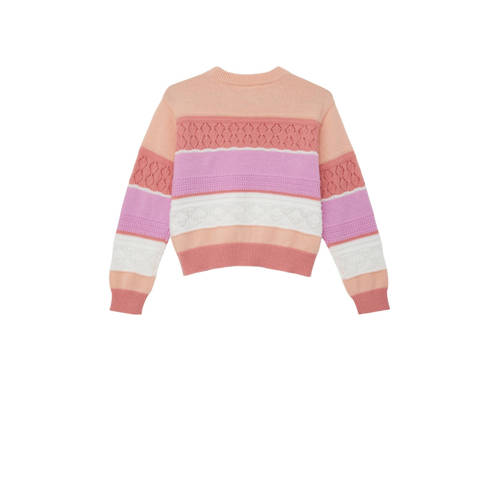s.Oliver gestreepte trui roze oranje wit Multi Meisjes Polyester Ronde hals 134 140