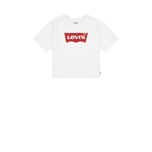 Levi's Kids T-shirt LIGHT BRIGHT MEET & GREET met logo wit/rood Meisjes Katoen Ronde hals