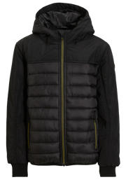 thumbnail: Zwarte jongens anytime softshell jas van polyester met camouflageprint, lange mouwen, capuchon en ritssluiting
