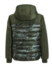 thumbnail: Kakikleurige jongens anytime softshell jas van polyester met camouflageprint, lange mouwen, capuchon en ritssluiting