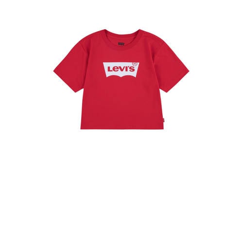 Levi's Kids T-shirt LIGHT BRIGHT MEET & GREET met logo rood/wit Meisjes Katoen Ronde hals