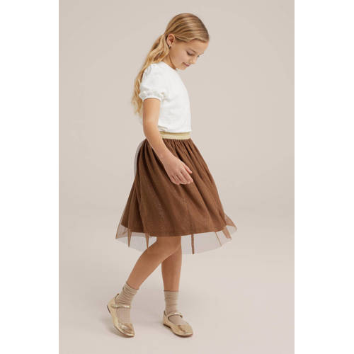 WE Fashion rok bruin Meisjes Polyester Effen 98 104
