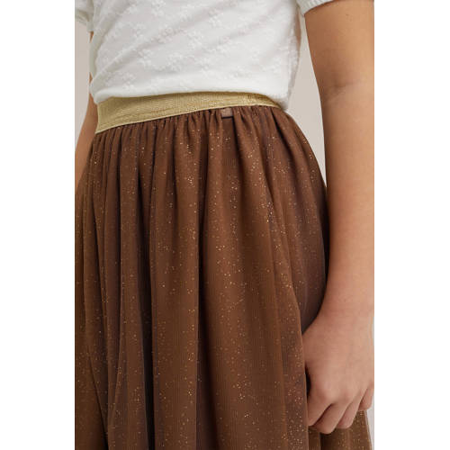 WE Fashion rok bruin Meisjes Polyester Effen 98 104
