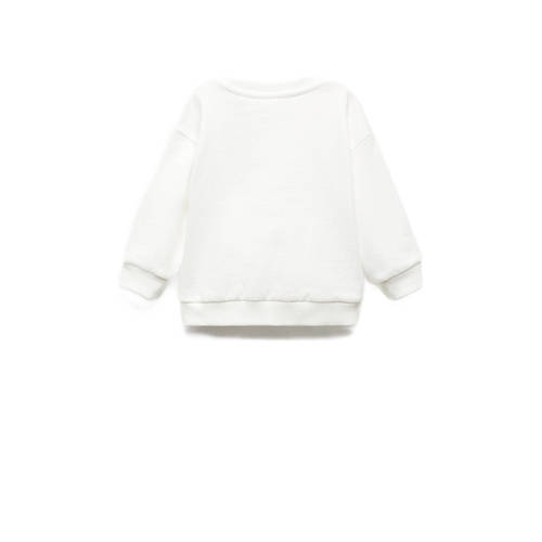 Mango Kids trui met printopdruk wit lichtroze zwart Meisjes Sweat Ronde hals 80
