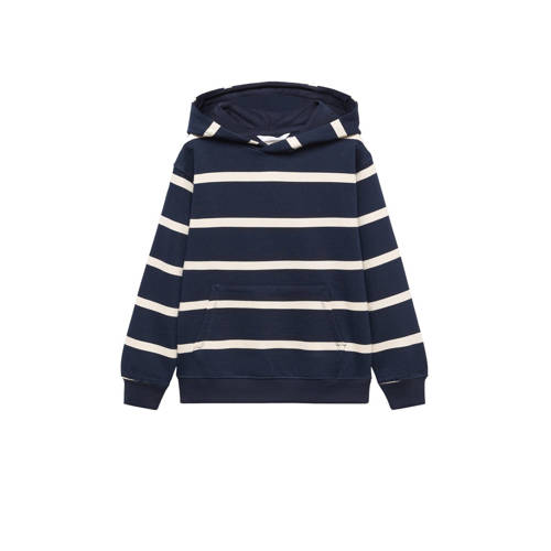 Mango Kids gestreepte hoodie marine/wit Sweater Blauw Streep
