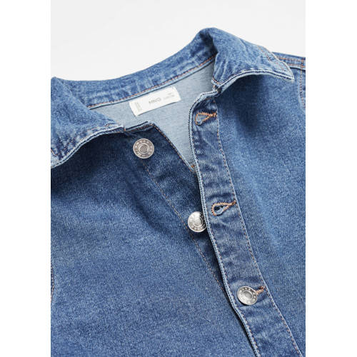 Mango Kids jumpsuit medium blue denim Blauw Effen 122
