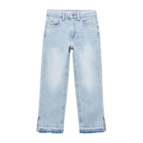 Mango Kids straight fit jeans changeant blauw Meisjes Denim Effen
