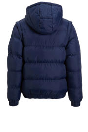 thumbnail: Donkerblauwe jongens anytime 2 in 1 winterjas van nylon met effen, lange mouwen en capuchon