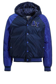 thumbnail: Donkerblauwe jongens anytime bomberjack van polyester met effen, lange mouwen, capuchon en drukknoopsluiting