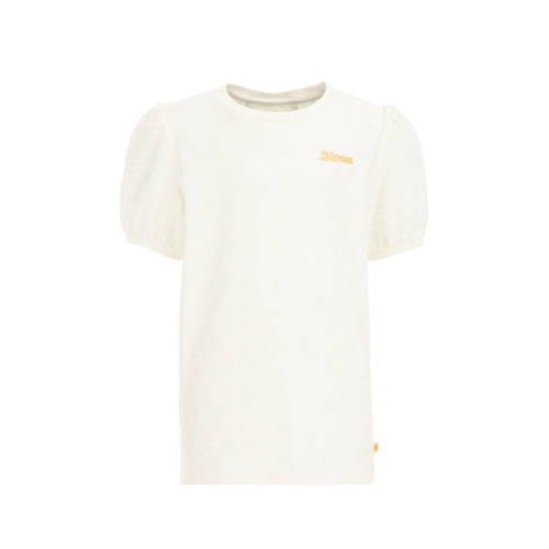 WE Fashion T-shirt met tekst wit Meisjes Katoen Ronde hals Tekst