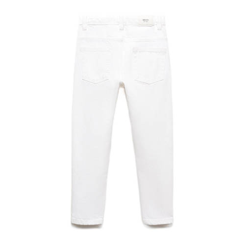 Mango Kids slim fit jeans met slijtage wit Jongens Katoen Effen 152