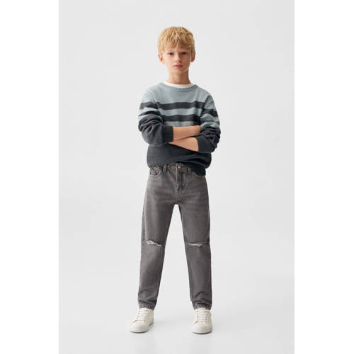 Mango Kids straight fit jeans changeant grijs Jongens Katoen Effen 116