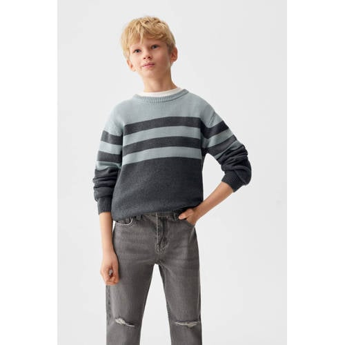 Mango Kids straight fit jeans changeant grijs Jongens Katoen Effen 116