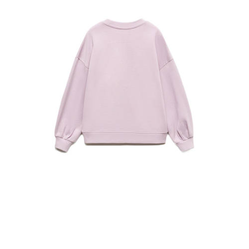 Mango Kids sweater met printopdruk pastelpaars Roze Printopdruk 116