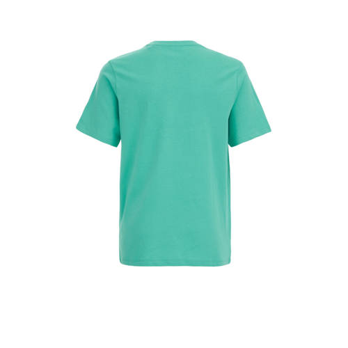 WE Fashion T-shirt met backprint zeegroen Jongens Biologisch katoen Ronde hals 134 140