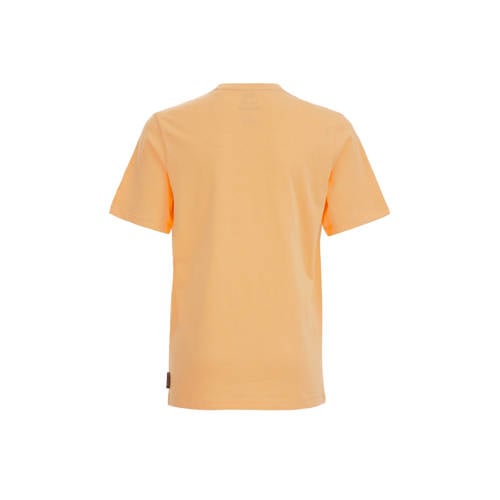 WE Fashion T-shirt met printopdruk abricot Oranje Jongens Katoen Ronde hals 122 128