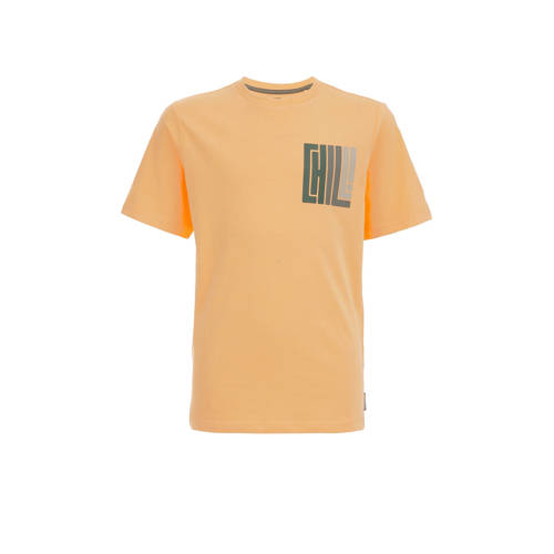 WE Fashion T-shirt met printopdruk abricot Oranje Jongens Katoen Ronde hals