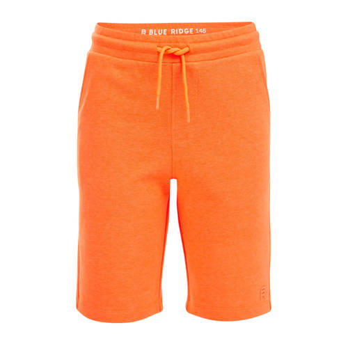 WE Fashion slim fit sweatshort oranje Effen